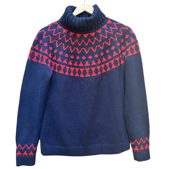 Duluth Trading Cotton Co. Blend Knit Fair Isle Turtleneck Sweater Womens Size SM - Picture 2 of 9